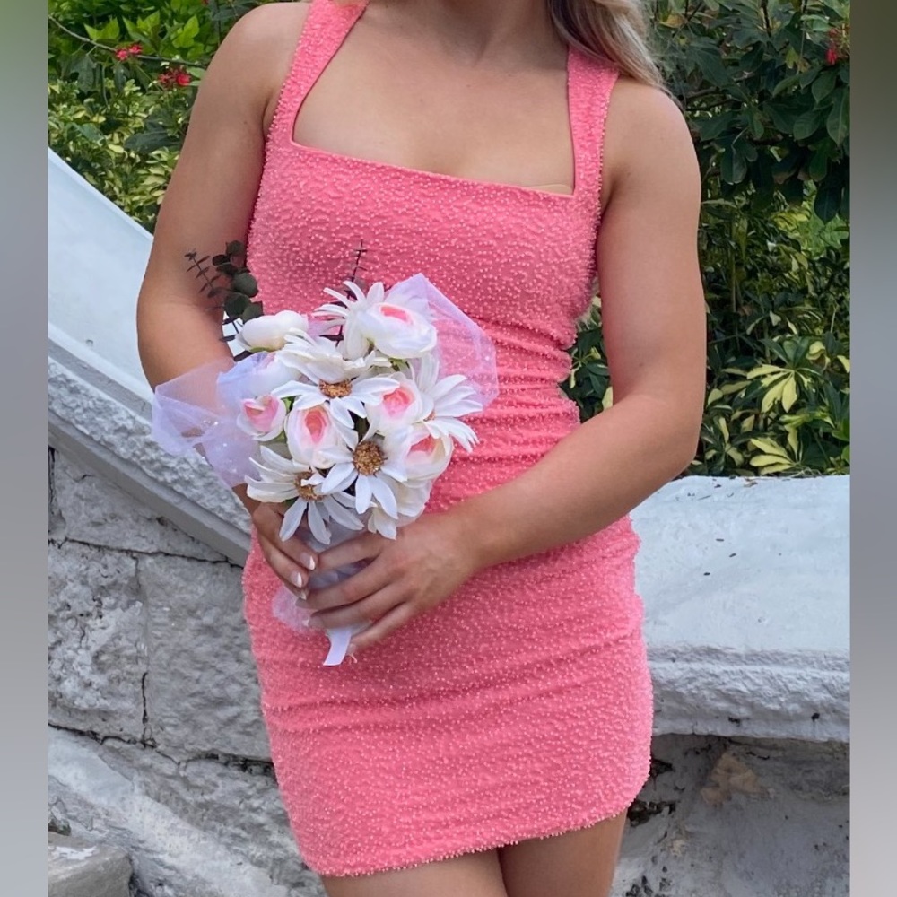 Peach Bodycon Formal Dress